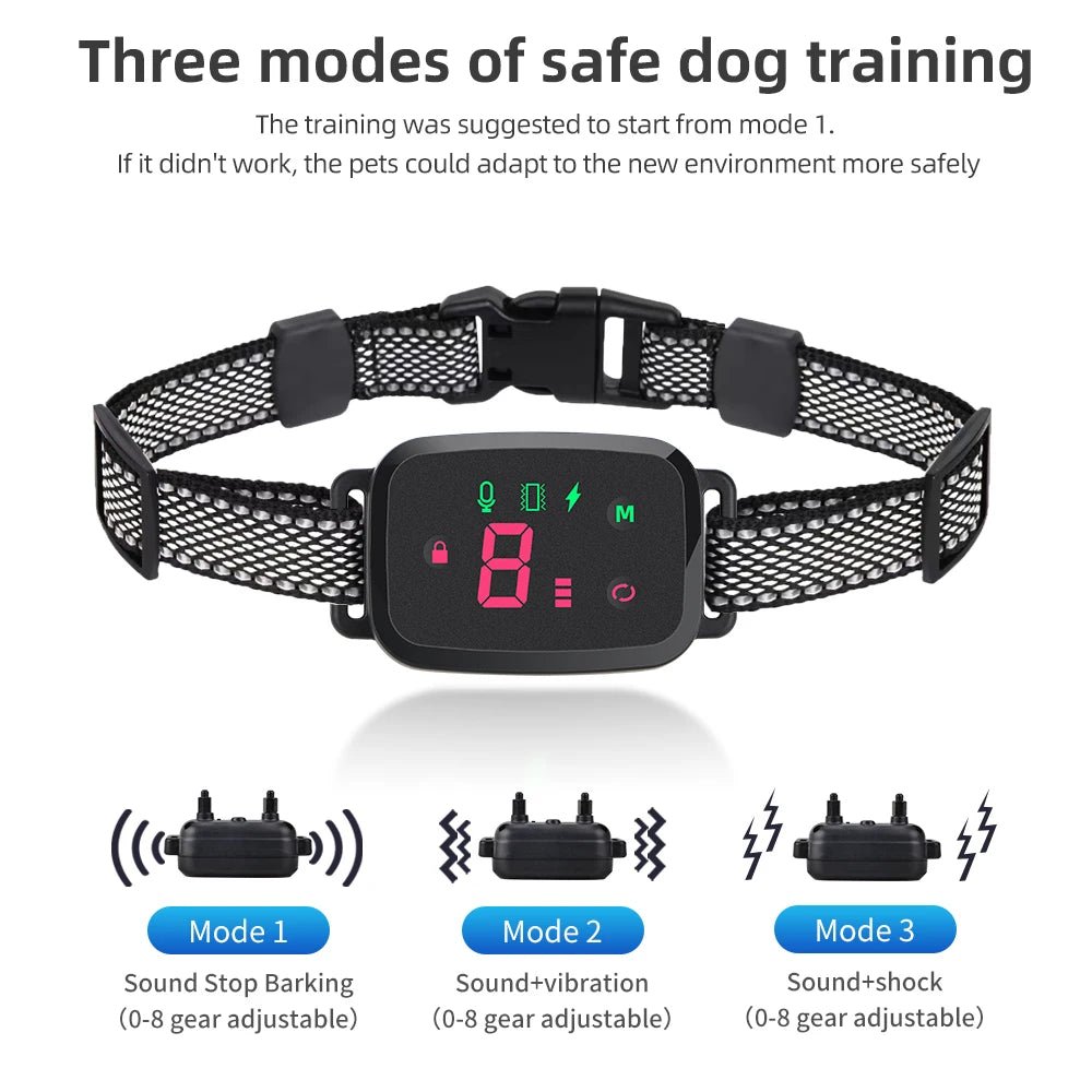 Collier intelligent et automatique Anti - aboiement pour chien, collier dressage chien, collier electrique chien, affichage numérique HD, étanchéité IP67, bouchon Anti - aboiement, Rechargeable,collier anti aboiement - Élite Canine Shop ChicCanin