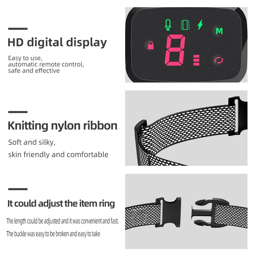 Collier intelligent et automatique Anti - aboiement pour chien, collier dressage chien, collier electrique chien, affichage numérique HD, étanchéité IP67, bouchon Anti - aboiement, Rechargeable,collier anti aboiement - Élite Canine Shop ChicCanin
