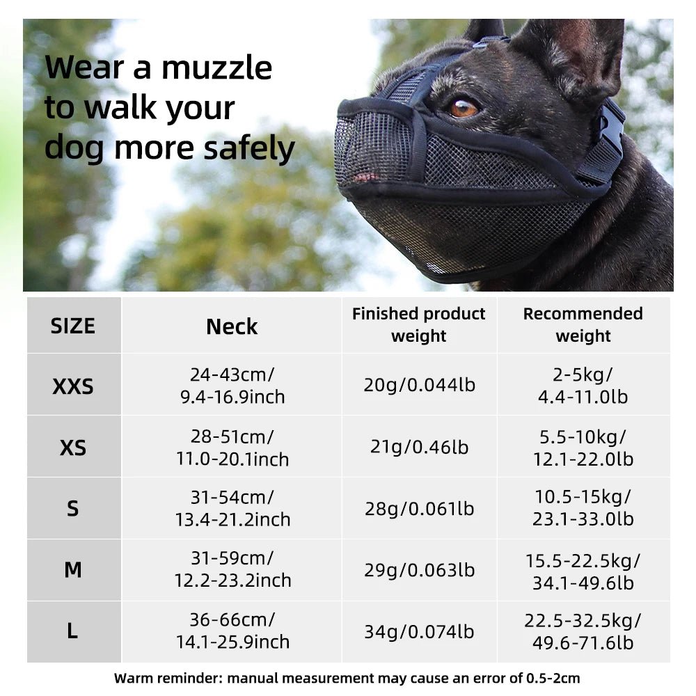 Muselière pour chien pour chiens à museaux courts, prévention des aboiements, bouledogues français, muselière respirante, prévention de l'ingestion accidentale, produits pour animaux de compagnie - Élite Canine Shop ChicCanin