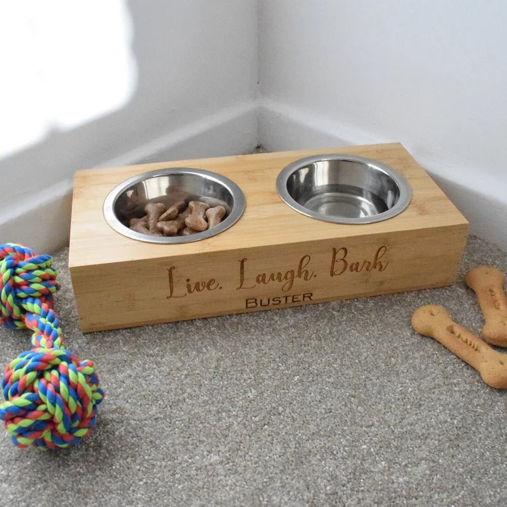 Table à manger en bois de bambou personnalisable pour animaux - Élite Canine Shop Élite Canine Shop