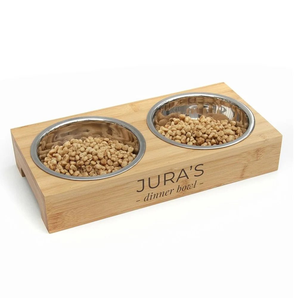 Table à manger en bois de bambou personnalisable pour animaux - Élite Canine Shop Élite Canine Shop
