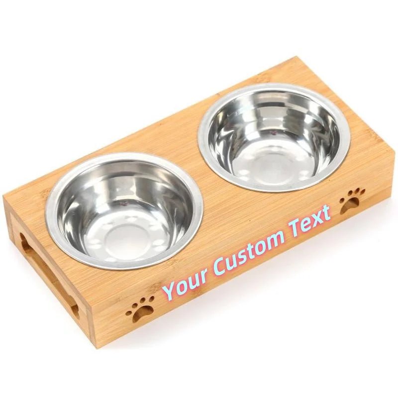 Table à manger en bois de bambou personnalisable pour animaux - Élite Canine Shop Élite Canine Shop