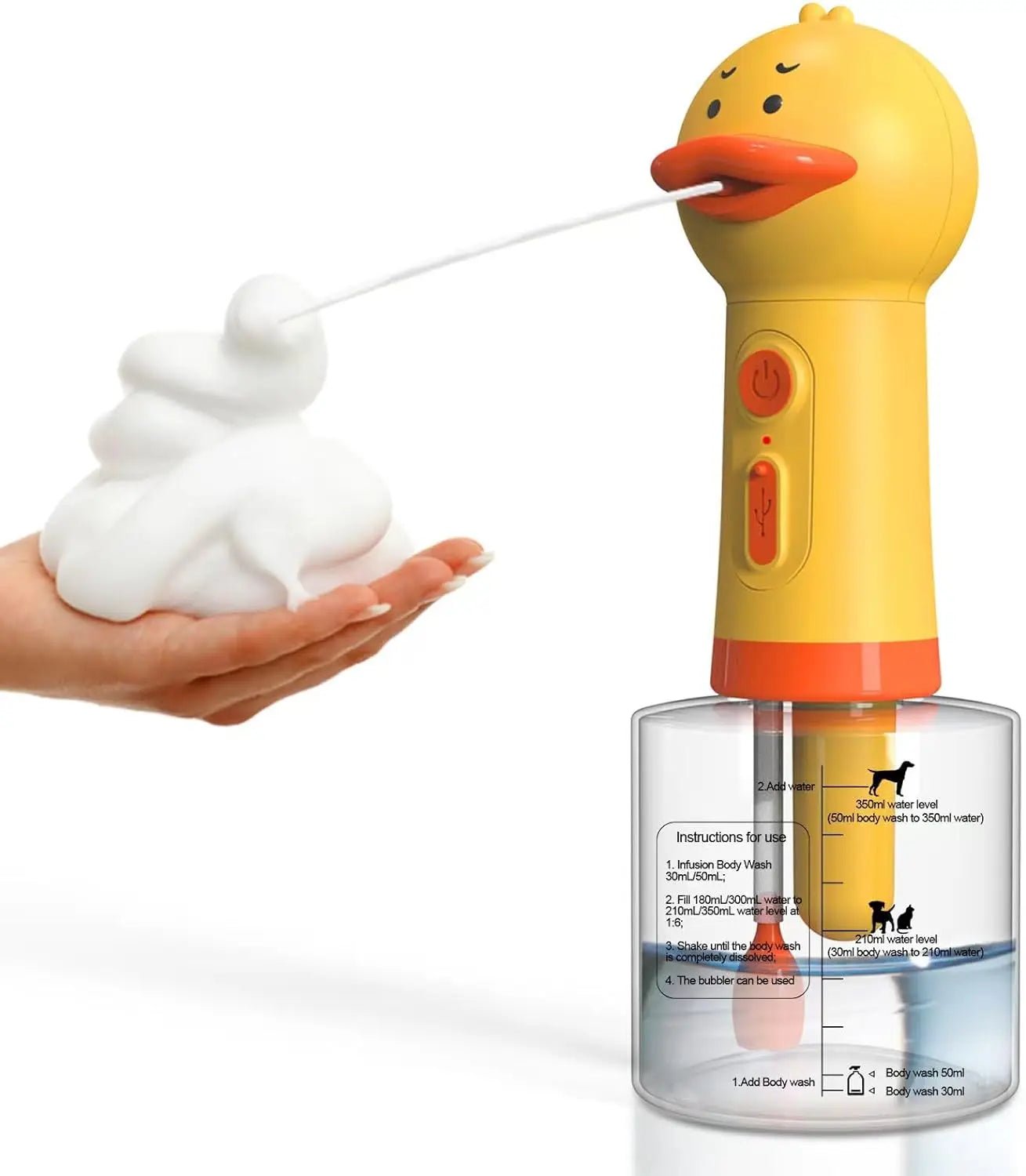 Yellow Duck Pet Cleaning Bathing Electric Foam Machine Usb Charging Automatic Soap Dispenser Foam Machine Pet Accessories - Élite Canine Shop ChicCanin