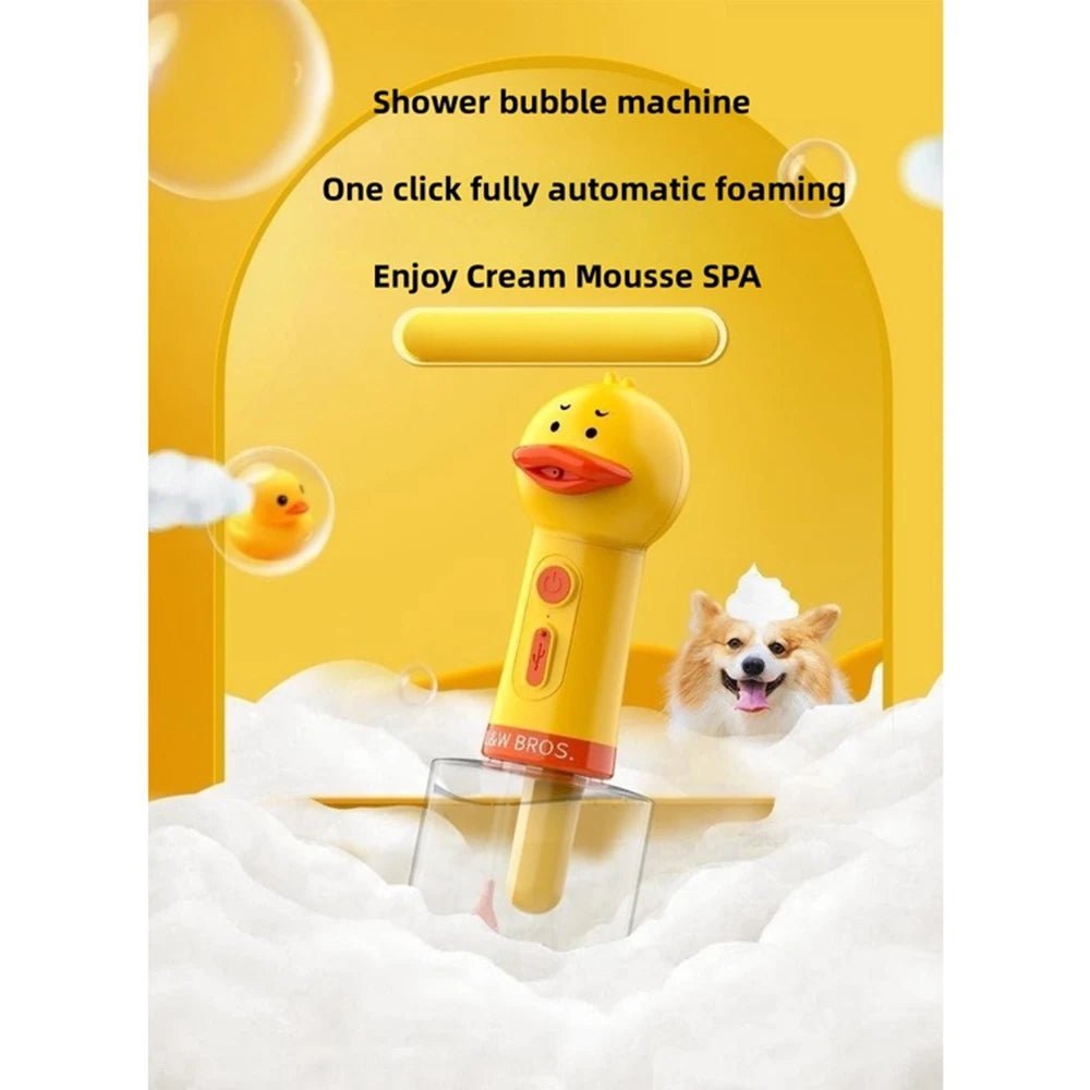Yellow Duck Pet Cleaning Bathing Electric Foam Machine Usb Charging Automatic Soap Dispenser Foam Machine Pet Accessories - Élite Canine Shop ChicCanin